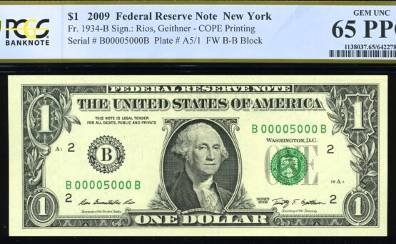 2009 $1 FRN B00005000B 65Q