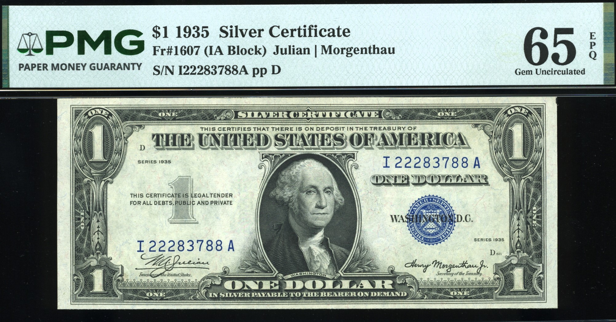 1935 $1 SILVER CERTIFICATE 65Q