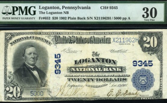 1902 $20 LOGANTON PA #30