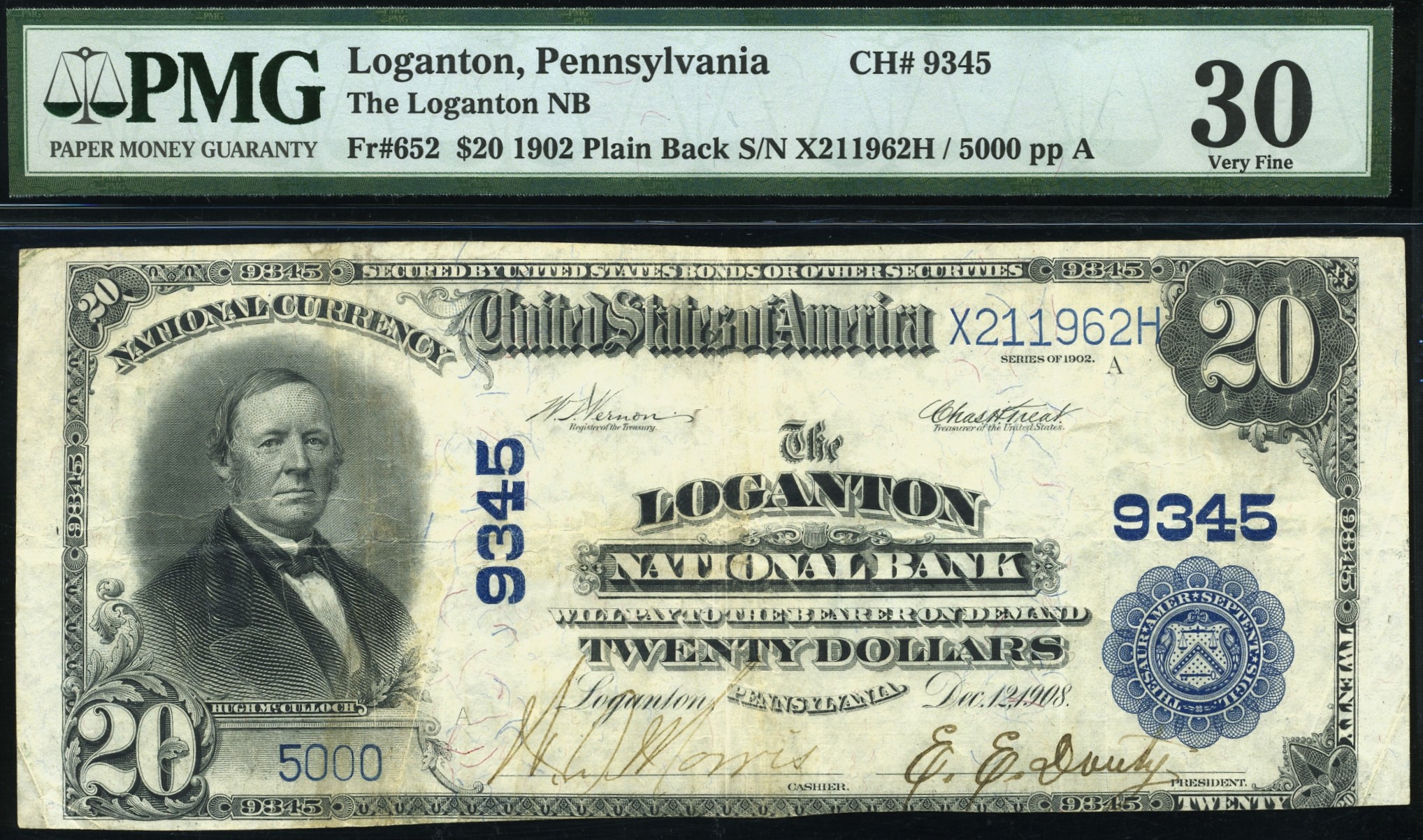 1902 $20 LOGANTON PA #30