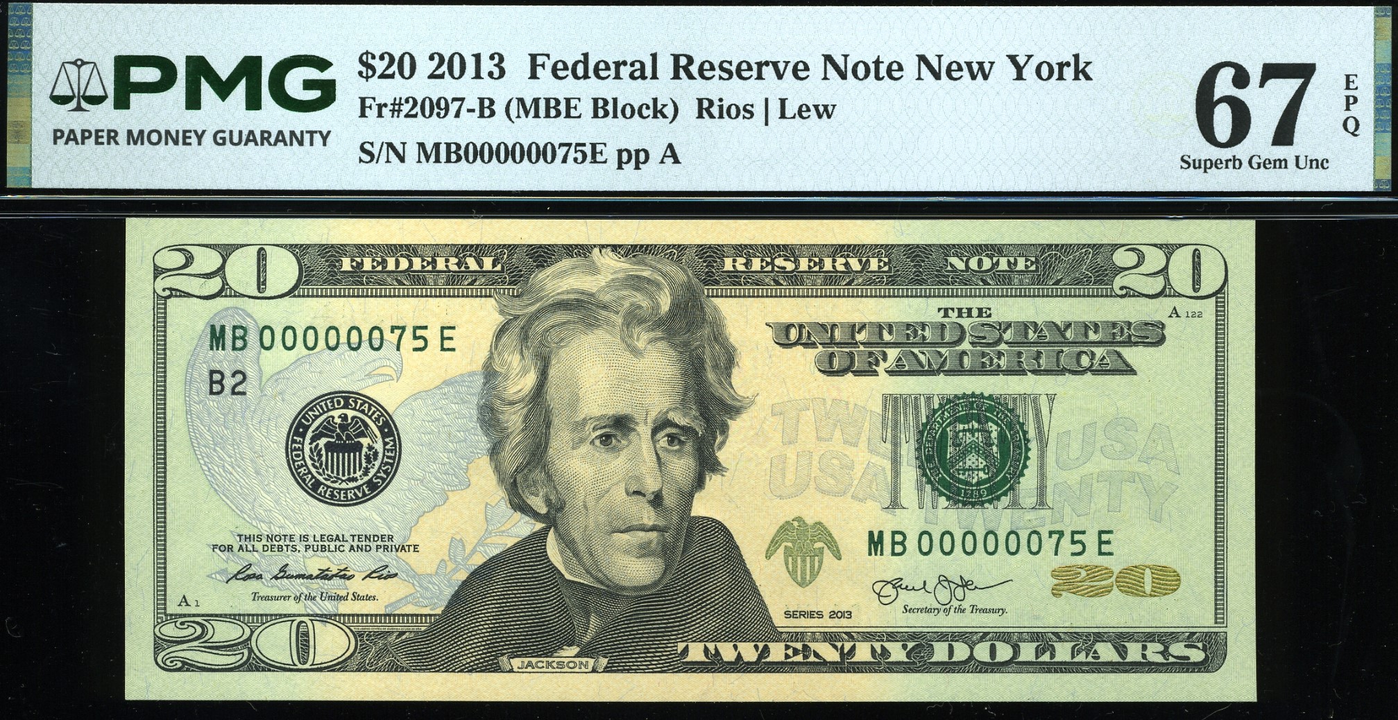 2013 $20 FRN MB00000075E 67Q