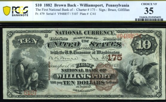 1882 $10 1ST NB WILLIAMSPORT PA