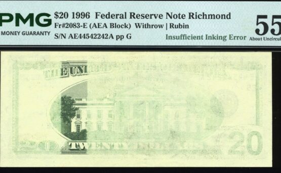 1996 $20 FRN INSUFFIENT INK 55Q