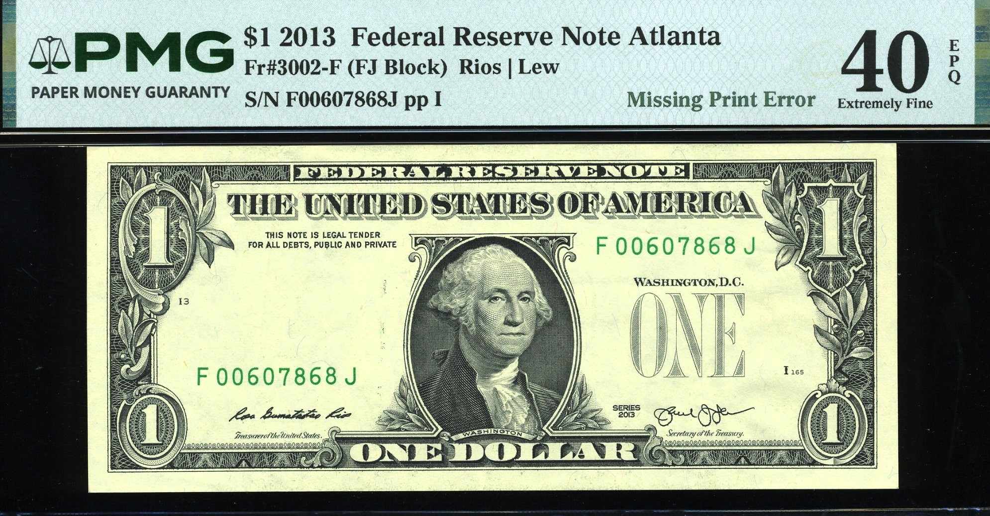 2013 $1 LEPE-INK ERROR 40Q