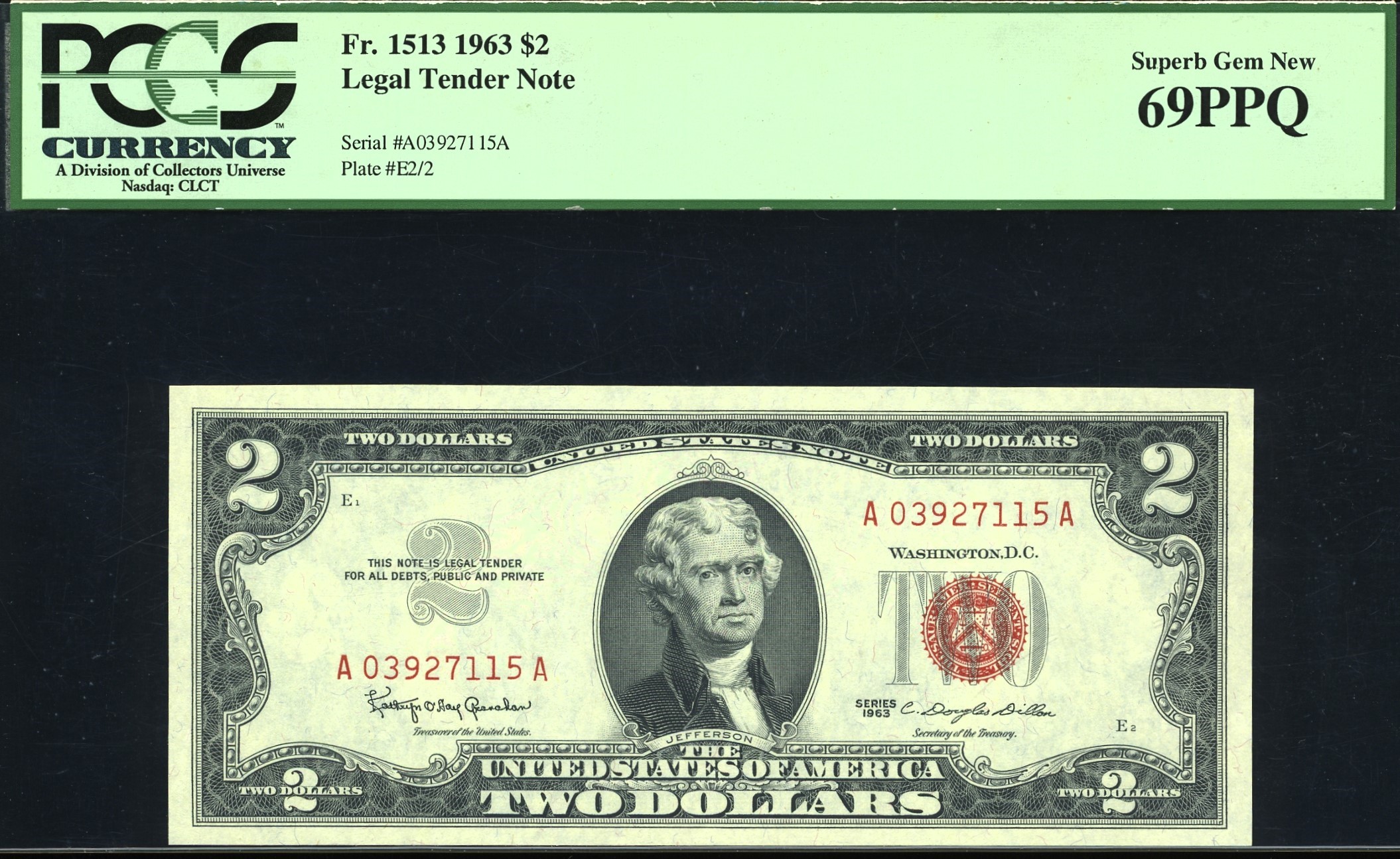 1963 $2 L.T A03927115A #69PPQ