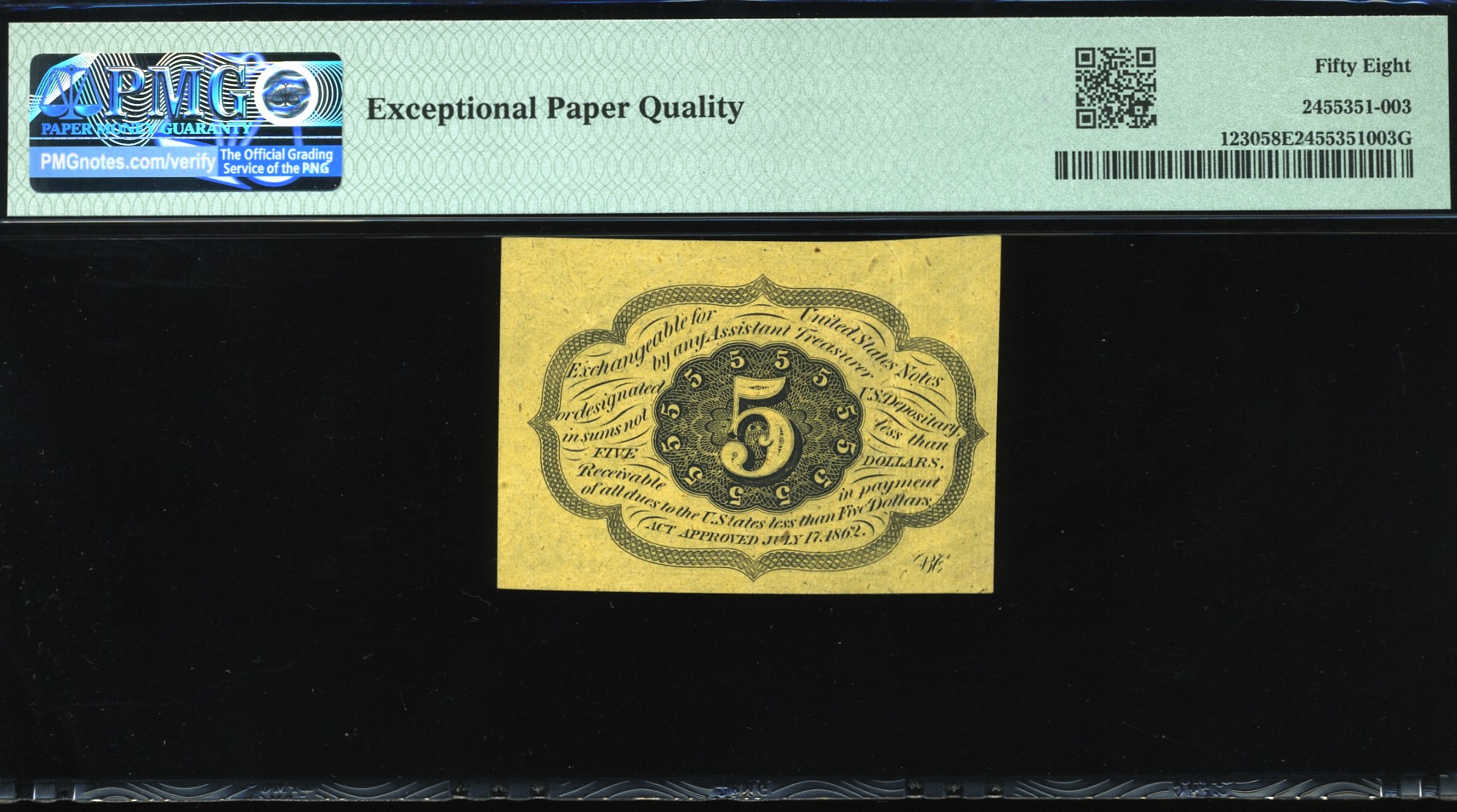 FR‑1230 5 CENT 1ST ISSUE 58EPQ