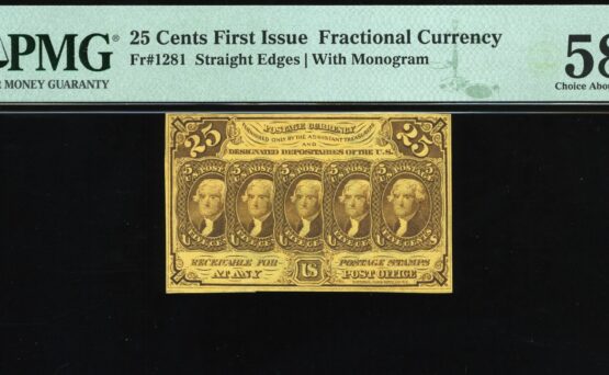 FR‑1281 25 CENT 1ST ISSUE 58EPQ