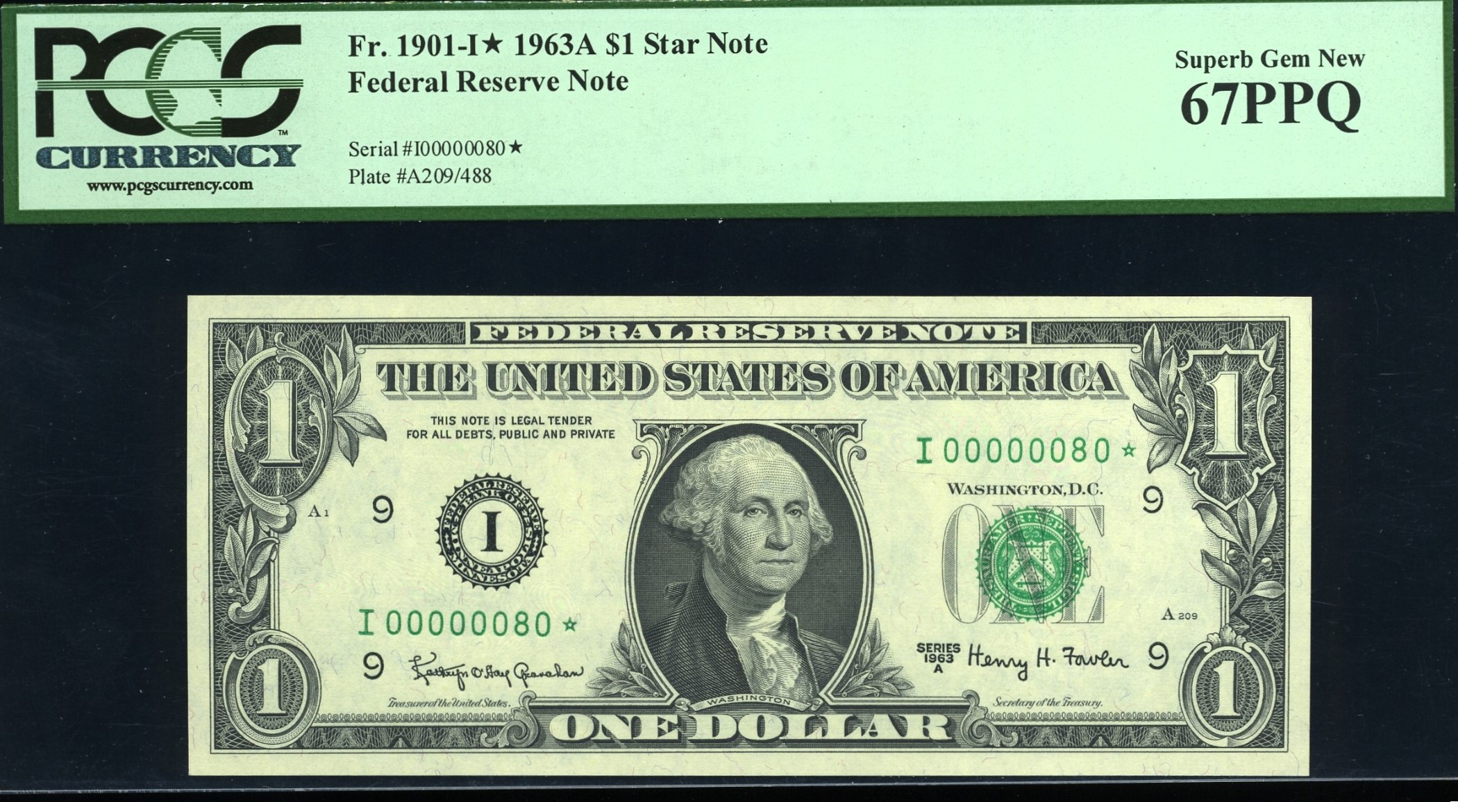 1963A $1 FRN I00000080* STAR 67Q