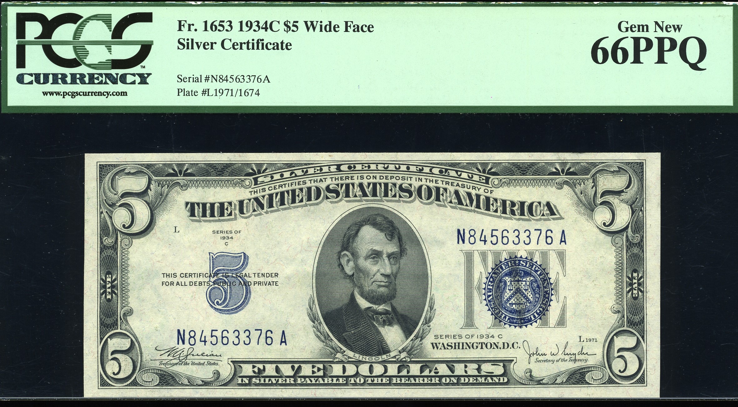 1934C $5 S.C N84563376A 66Q