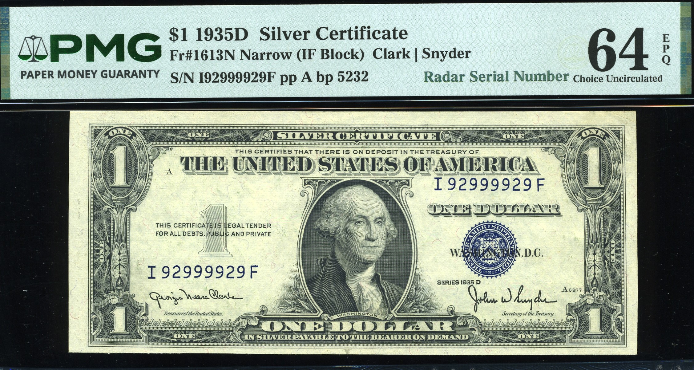 1935D $1 S.C I92999929F 64Q