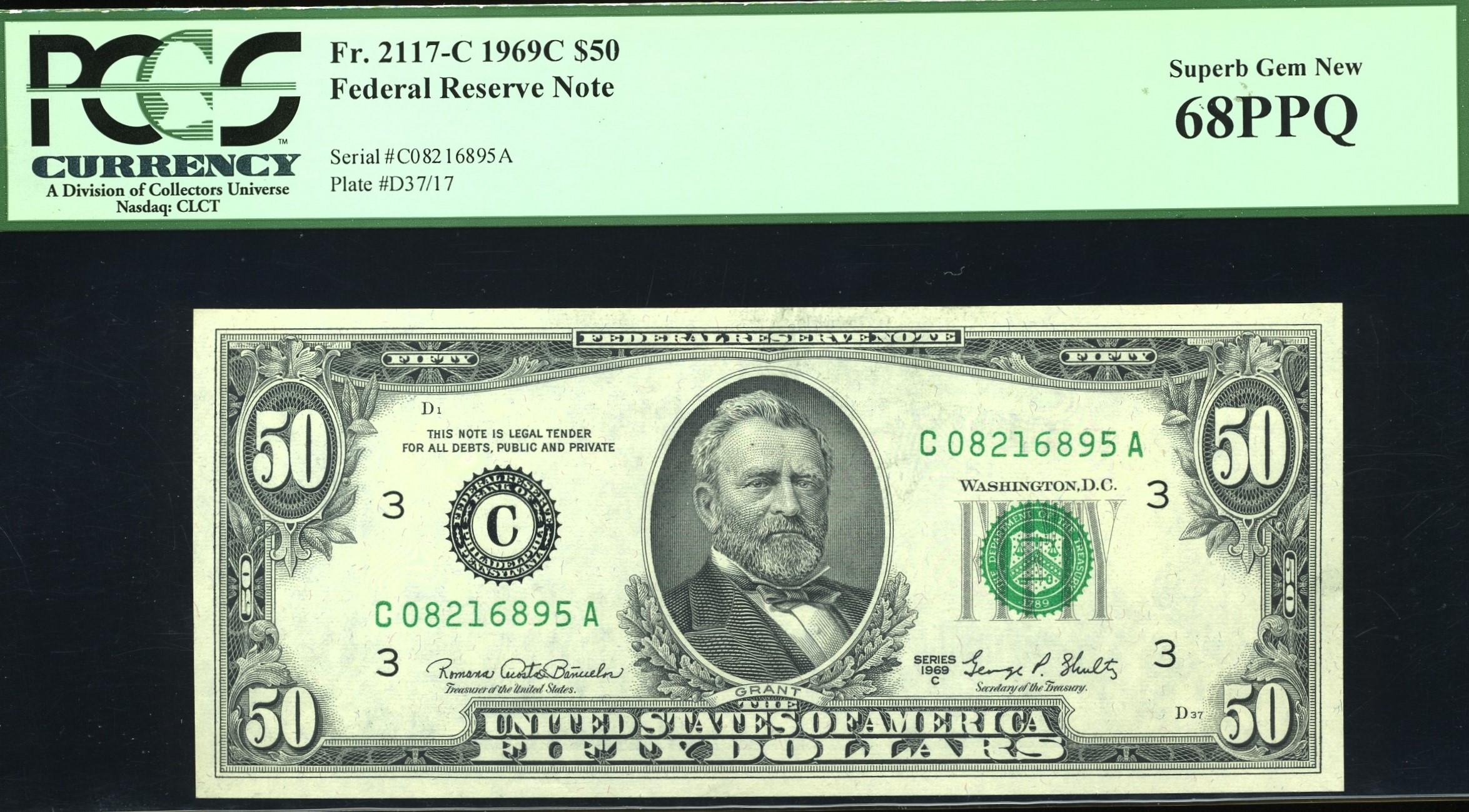 1969C $50 FRN PHILA 68PPQ