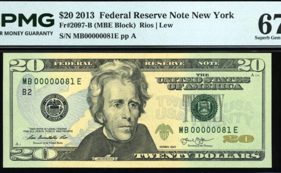 2013 $20 FRN MB00000081E 67EPQ