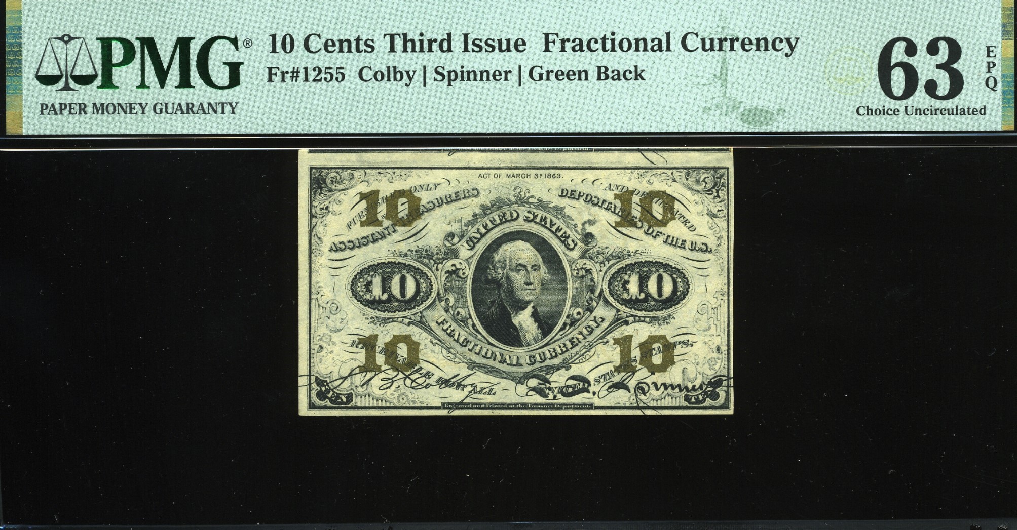 FR‑1255 10 CENT 3RD ISSUE 63EPQ