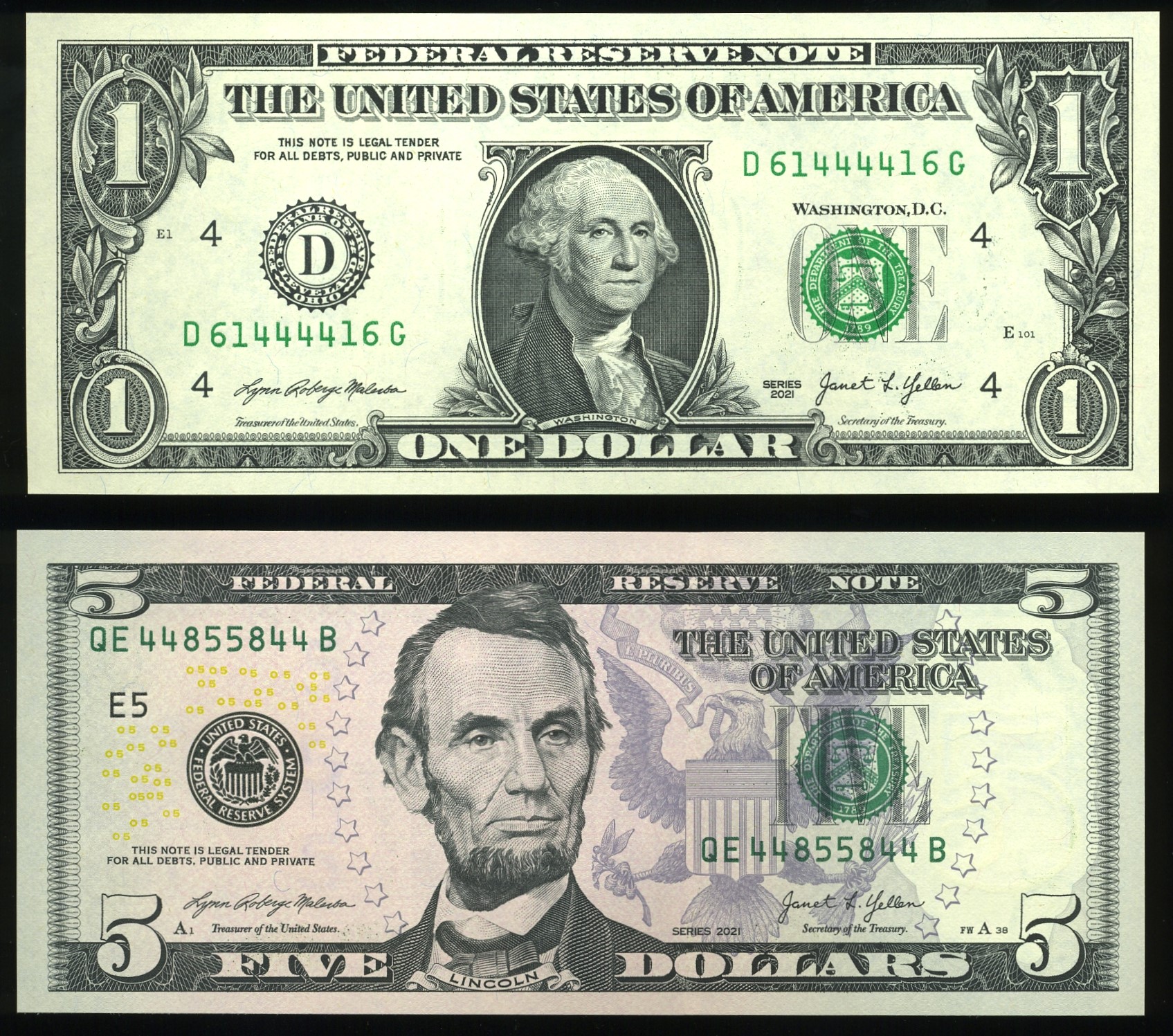 $1-$5 FRN RADAR PAIR #44-16
