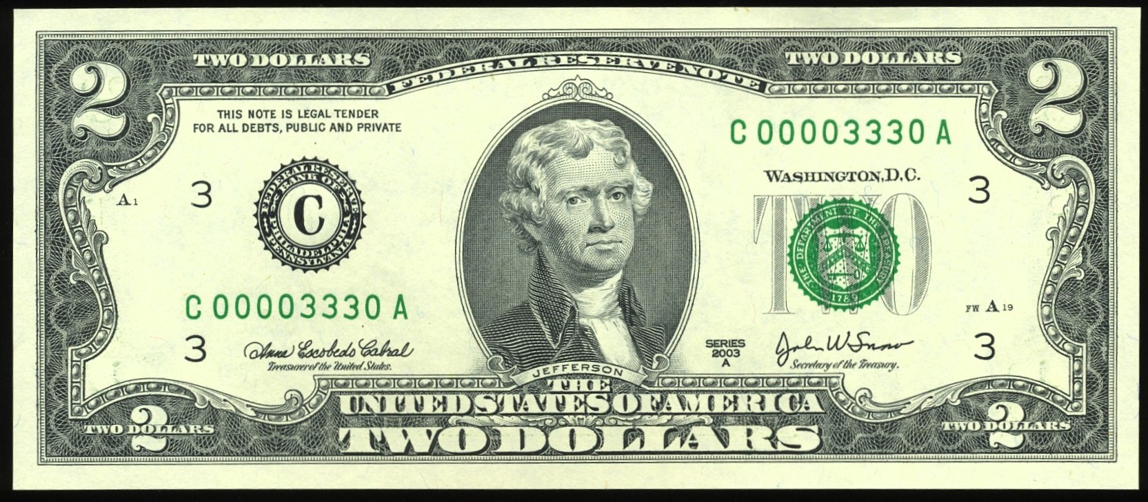 2003A $2 FRN C00003330A
