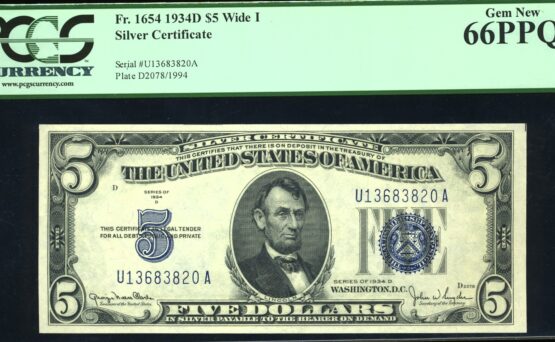 1934D $5 S.C U13683820A 66Q