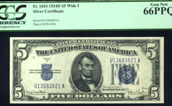 1934D $5 S.C U13683821A 66Q