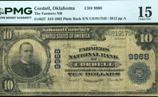 1902 $10 CORDELL OKLAHOMA #15