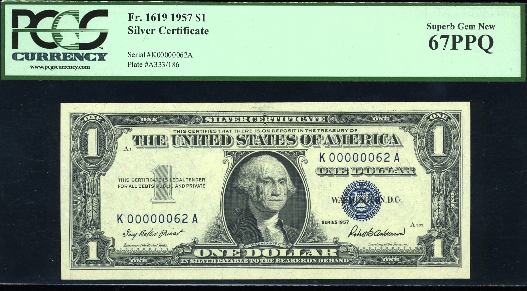 1957 $1 SILVER K00000062A 67Q