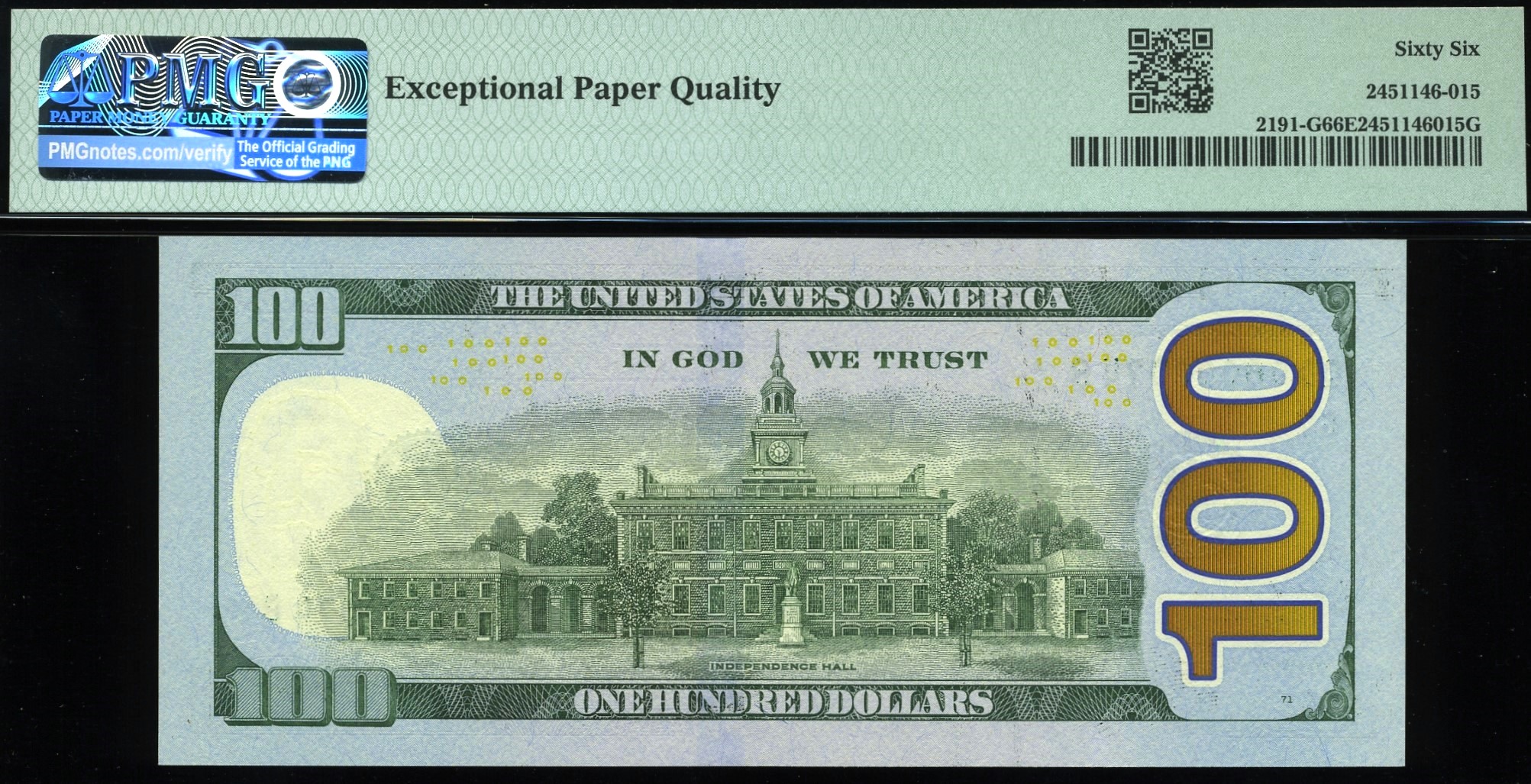 2021 $100 FRN QG00000074B 66EPQ