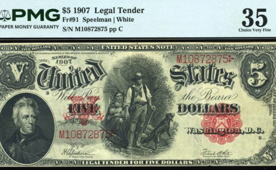 FR‑91 1907 $5 WOODCHOPPER #35