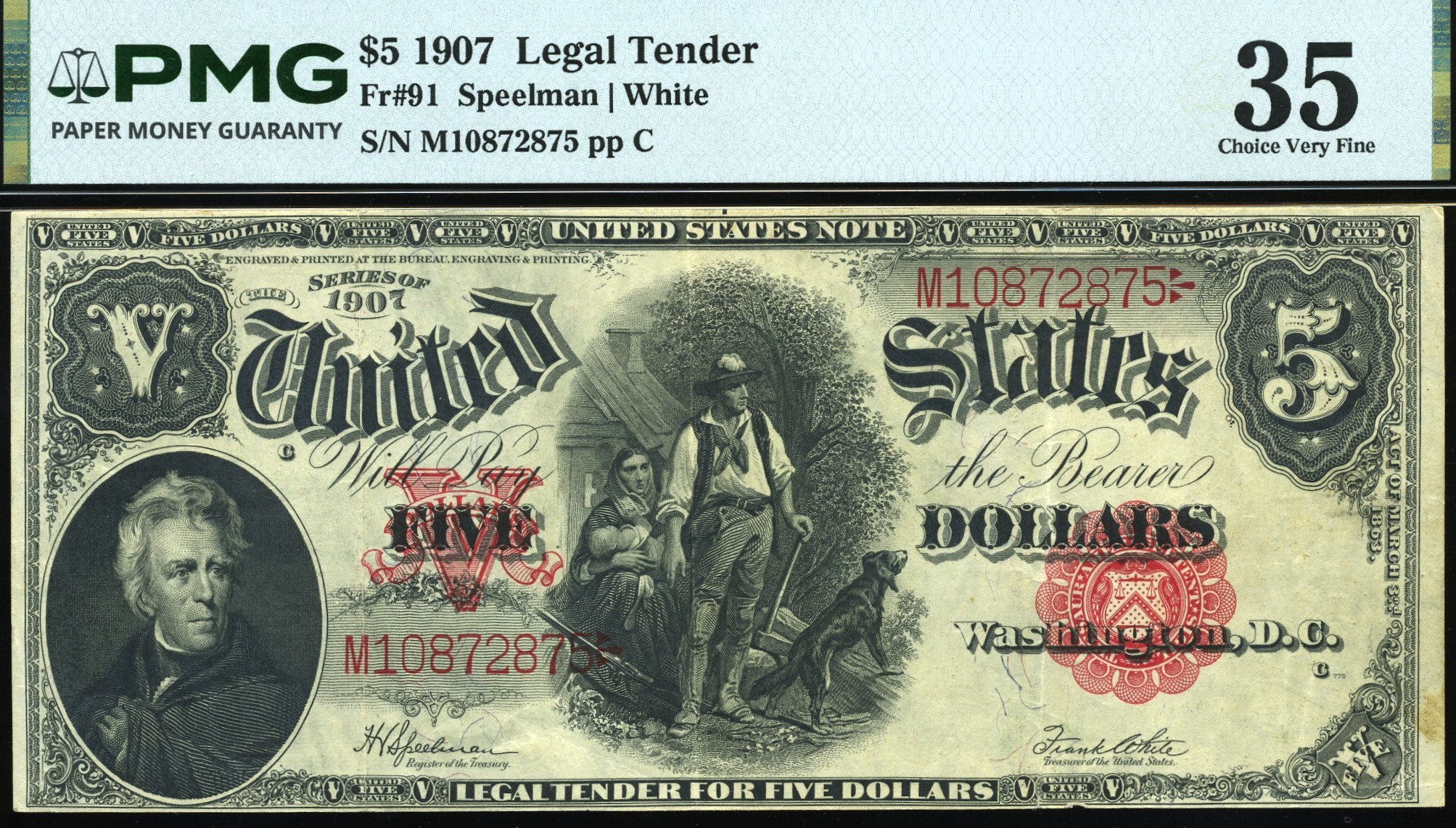 FR‑91 1907 $5 WOODCHOPPER #35