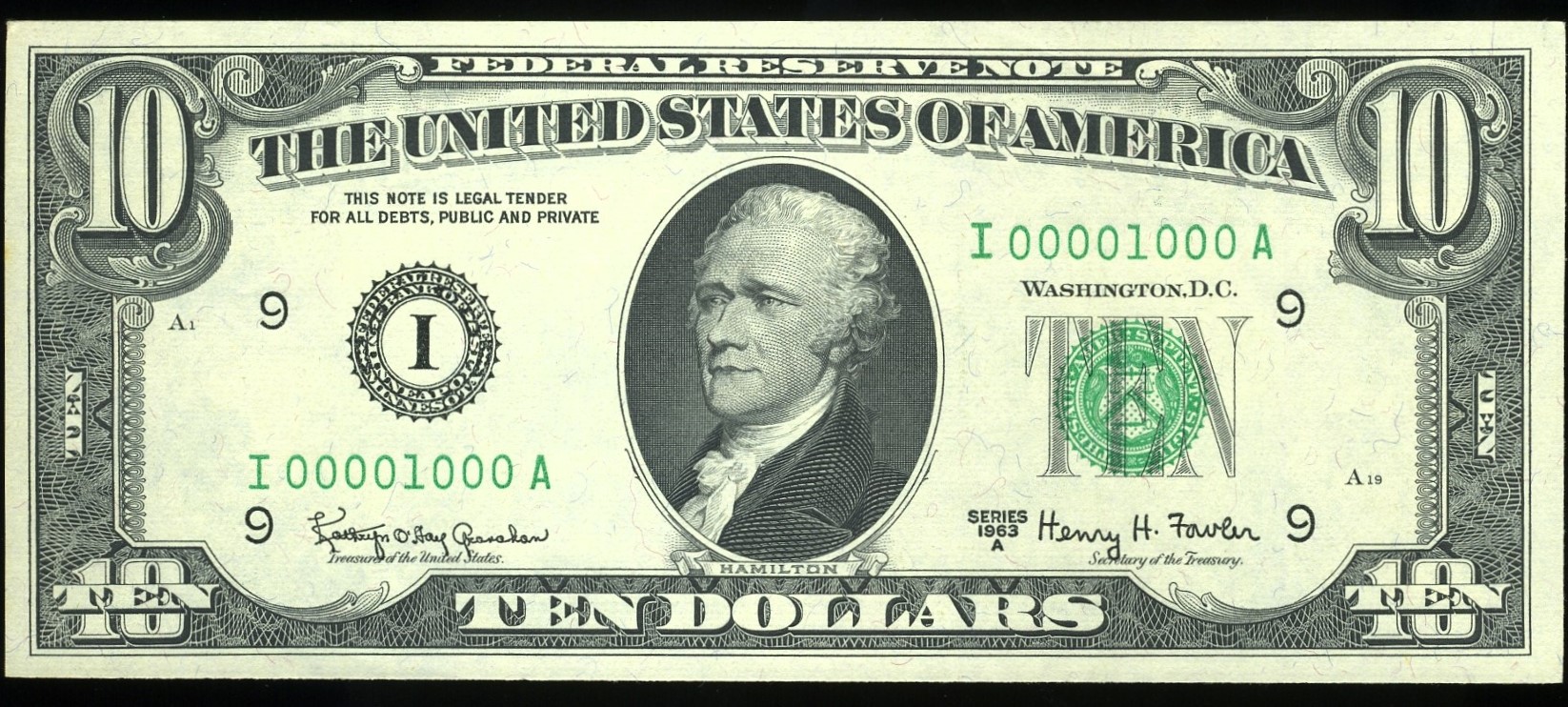 1963A $10 FRN I00001000A