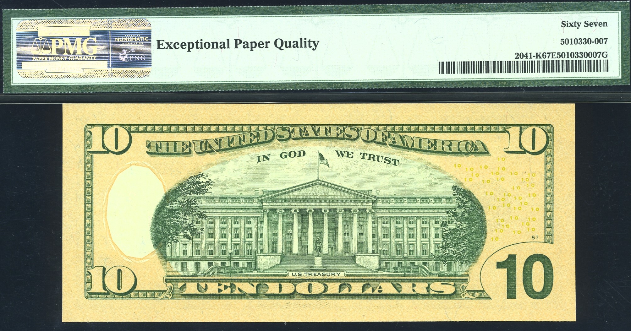 2009 $10 FRN JK87654321A #67Q