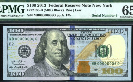 2013 $100 FRN MB00000006G #65Q