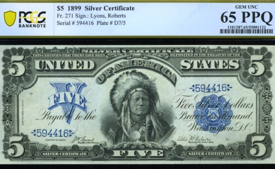 FR-271 1899 $5 S.C P.C.G.S #65PPQ