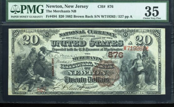 1882 $20 MERCHANTS NEWTON NJ