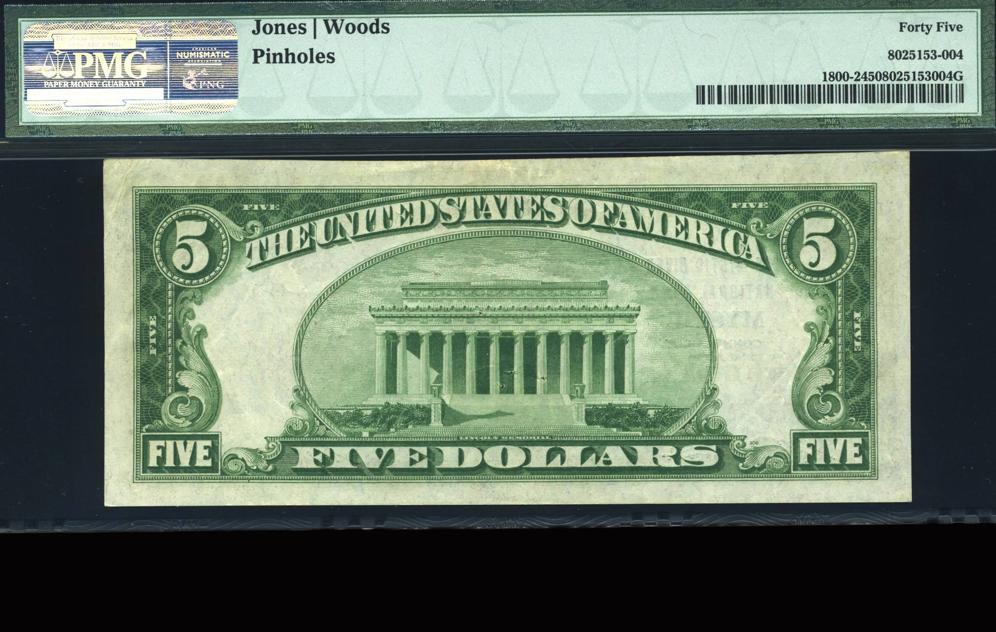 1929 $5 THE MYSTIC RIVER CT #45
