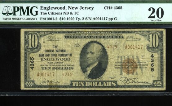 1929 $10 CIT NB ENGLEWOOD NJ