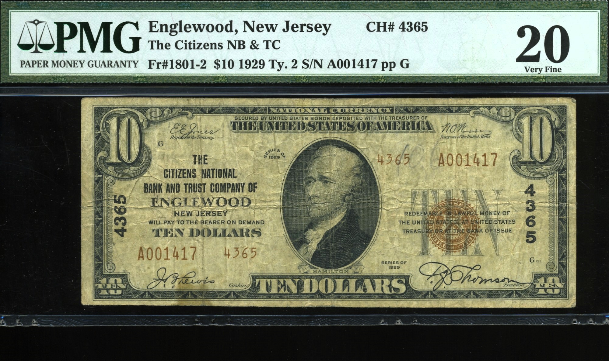 1929 $10 CIT NB ENGLEWOOD NJ