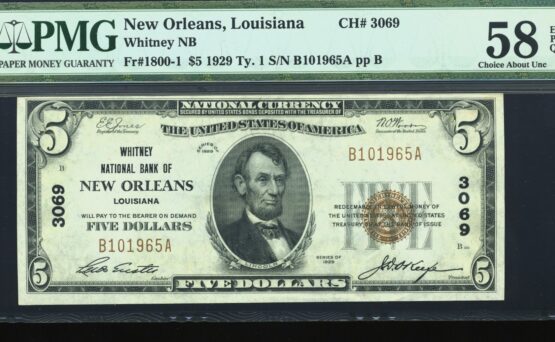 1929 $5 WHITNEY NEW ORLEANS