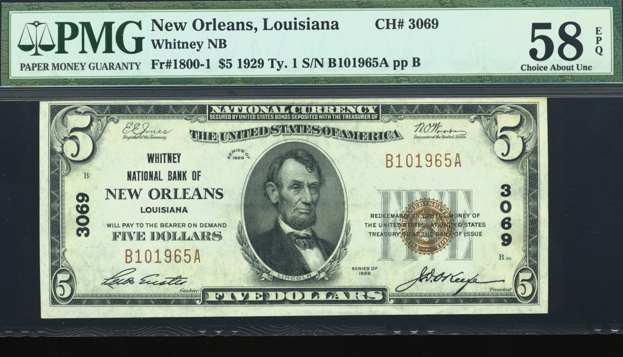 1929 $5 WHITNEY NEW ORLEANS