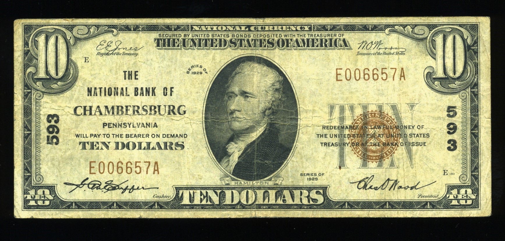 1929 $10 NB CHAMBERSBURG PA