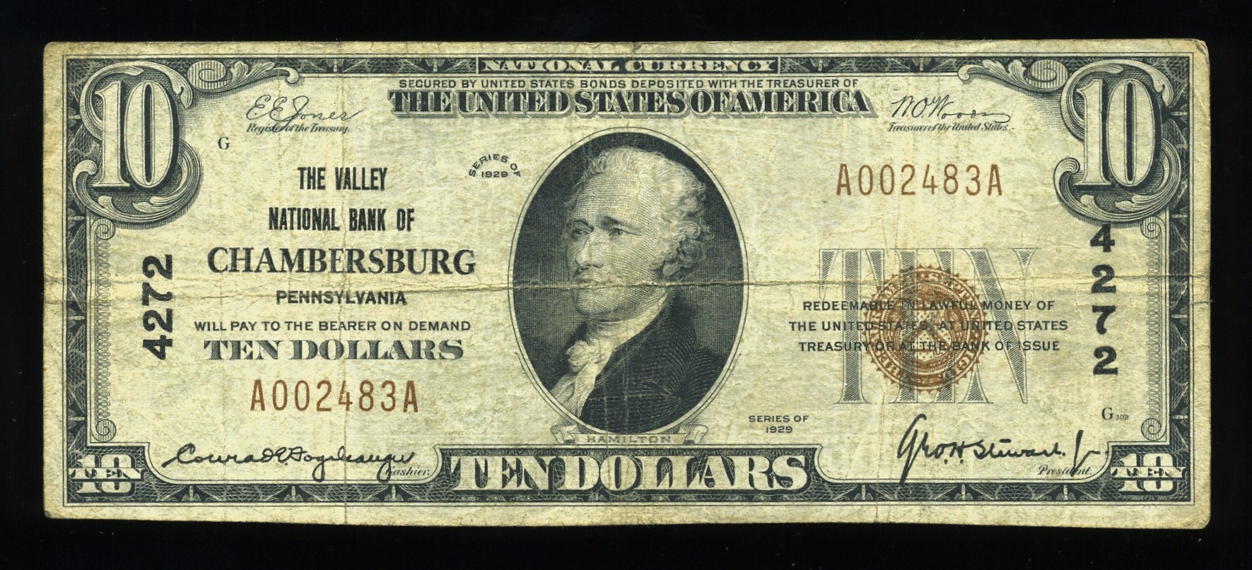 1929 $10 VLY CHAMBERSBURG PA