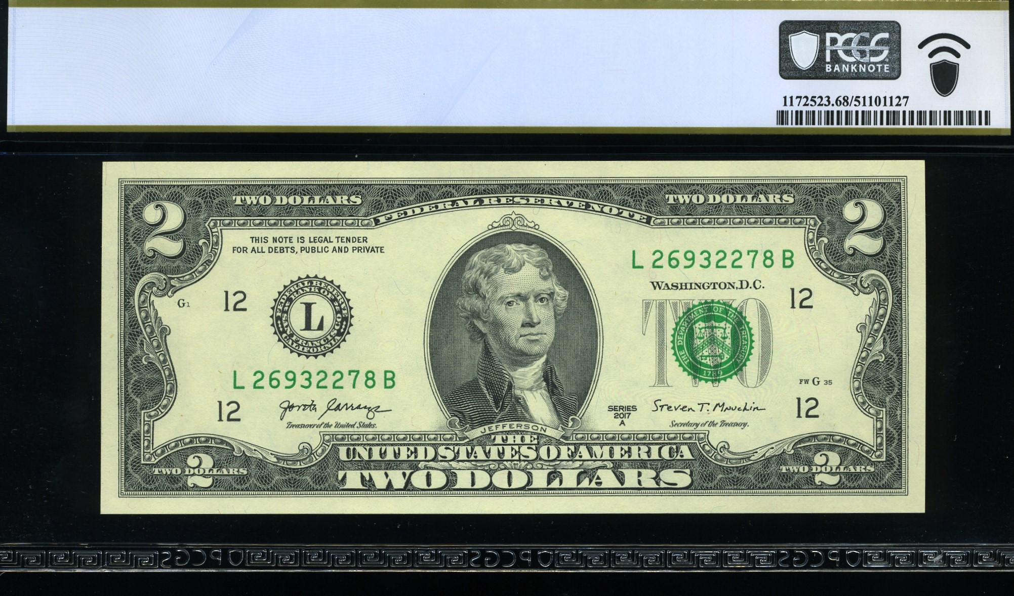 2017A $2 FRN *INKING ERROR* 68PPQ