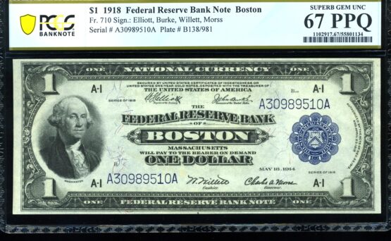 FR-710 1918 $1 FRBN BOSTON 67Q