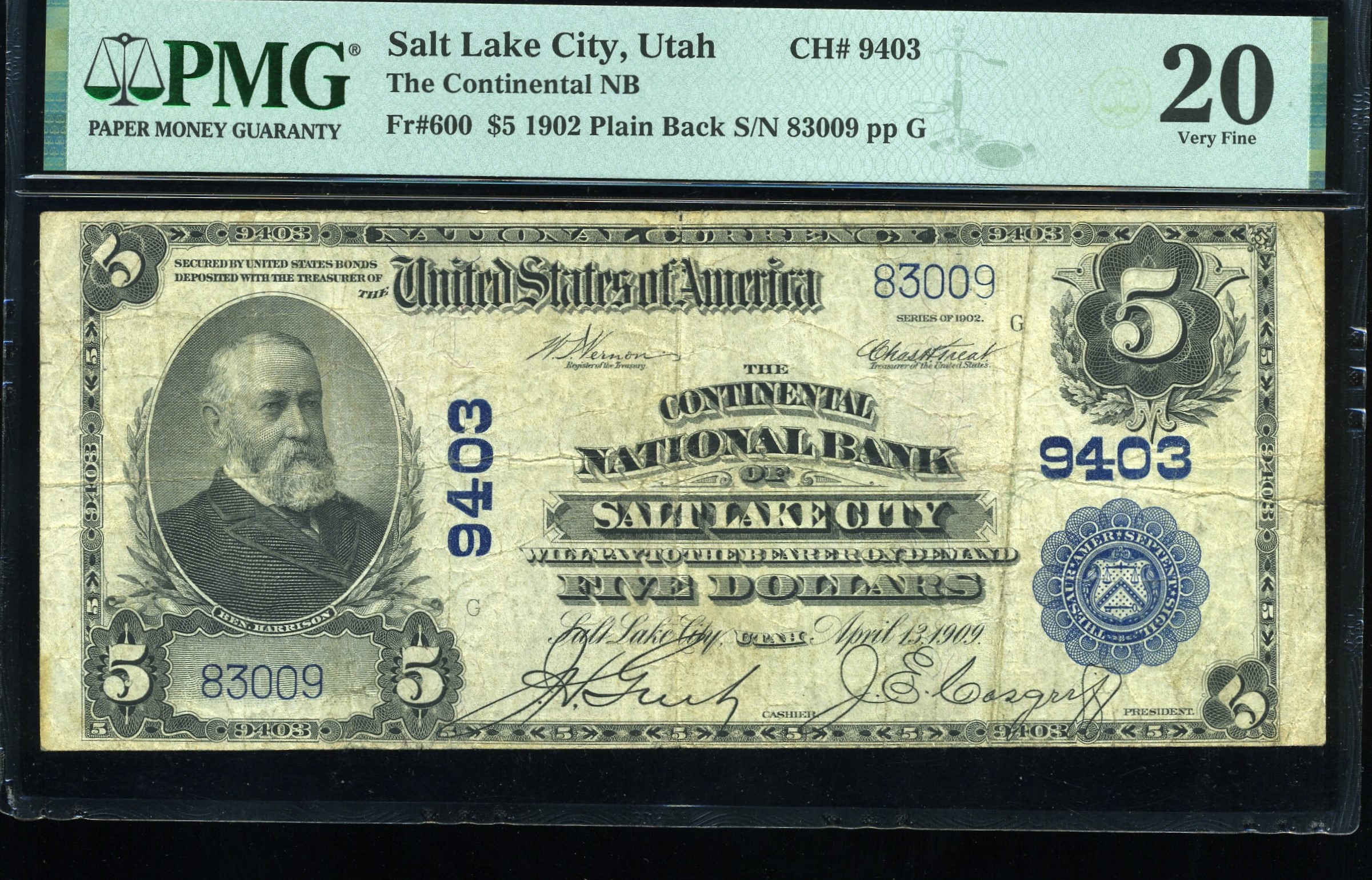 1902 $5 CONT SALT LAKE CITY UT