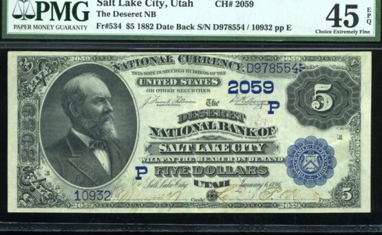 1882 $5 DSRT SALT LAKE CITY UT