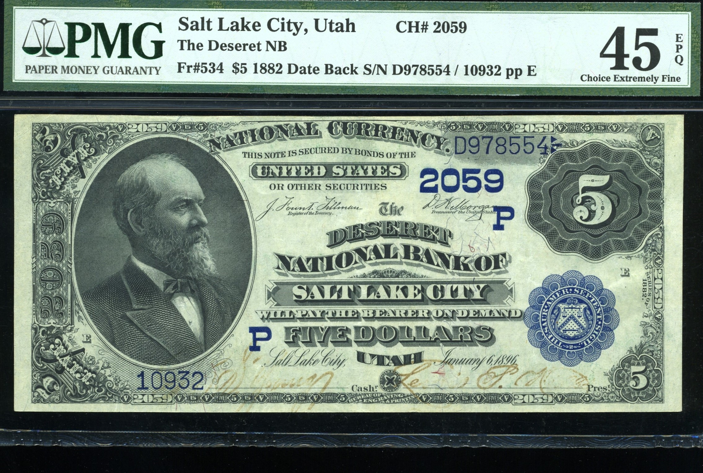 1882 $5 DSRT SALT LAKE CITY UT
