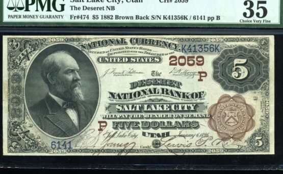 1882 $5 DSRT SALT LAKE CITY UT