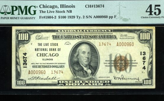1929 $100 LIVE STOCK CHICAGO IL