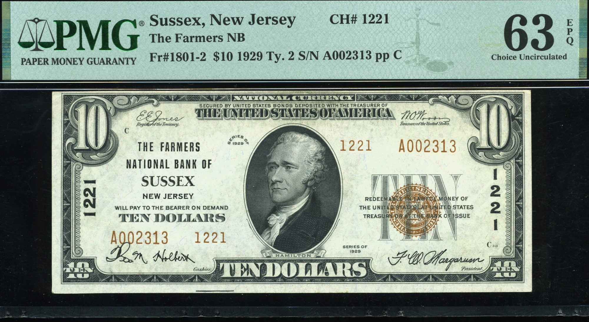1929 $10 FARMERS NB SUSSEX NJ