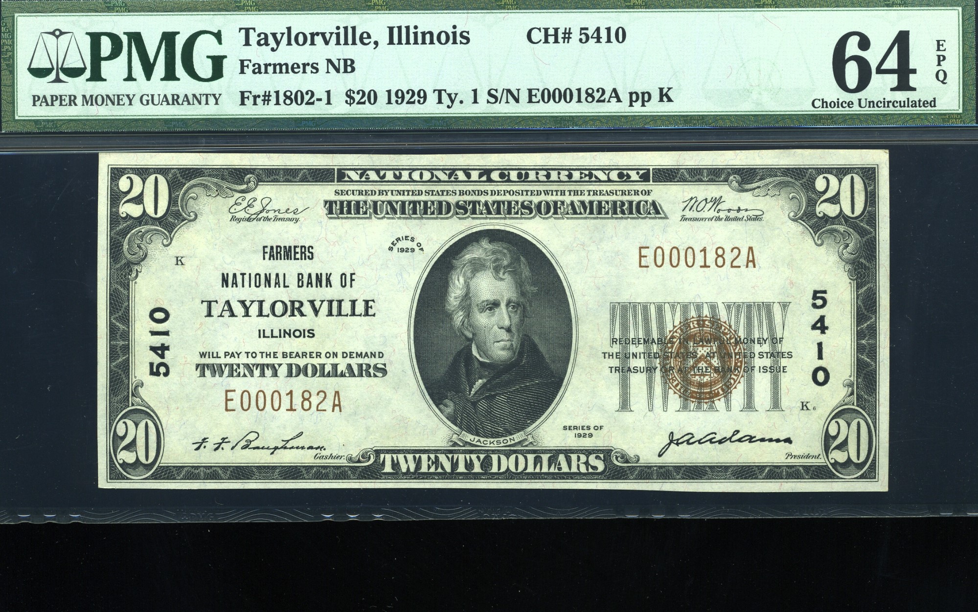 1929 $20 NB TAYLORSVILLE IL