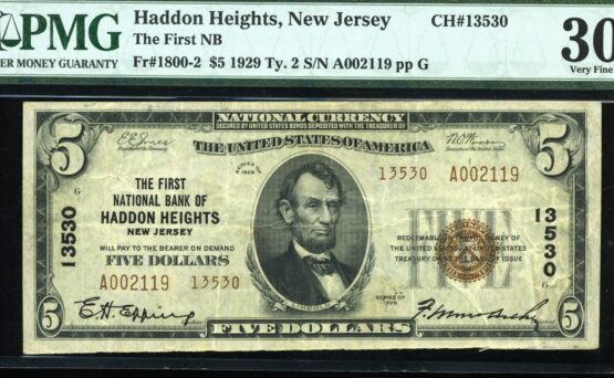 1929 $5 1ST HADDON HEIGHTS NJ