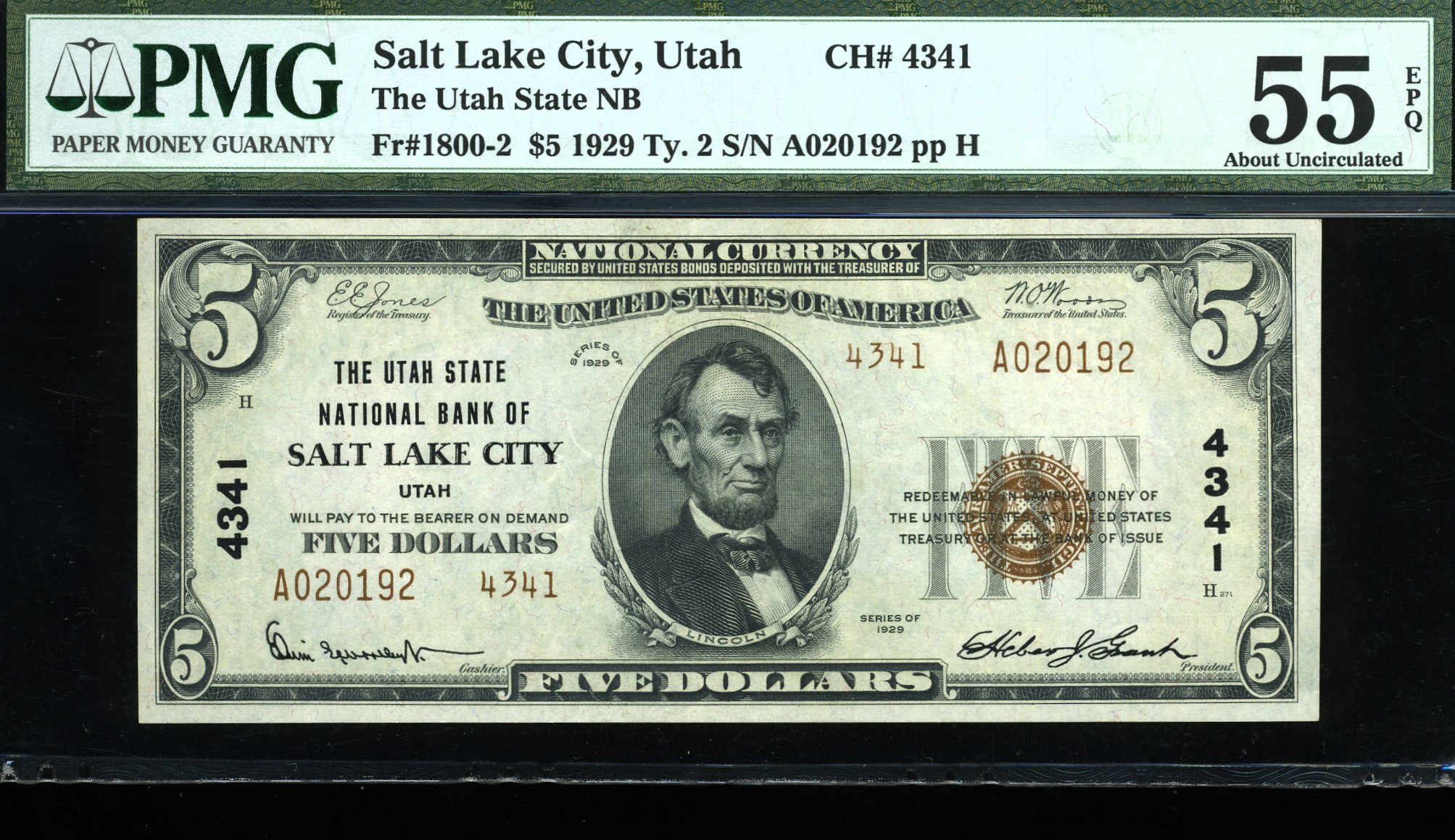 1929 $5 SALT LAKE CITY UT