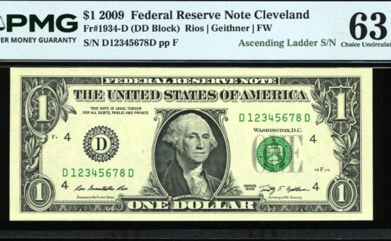 2009 $1 FRN D12345678D 63Q